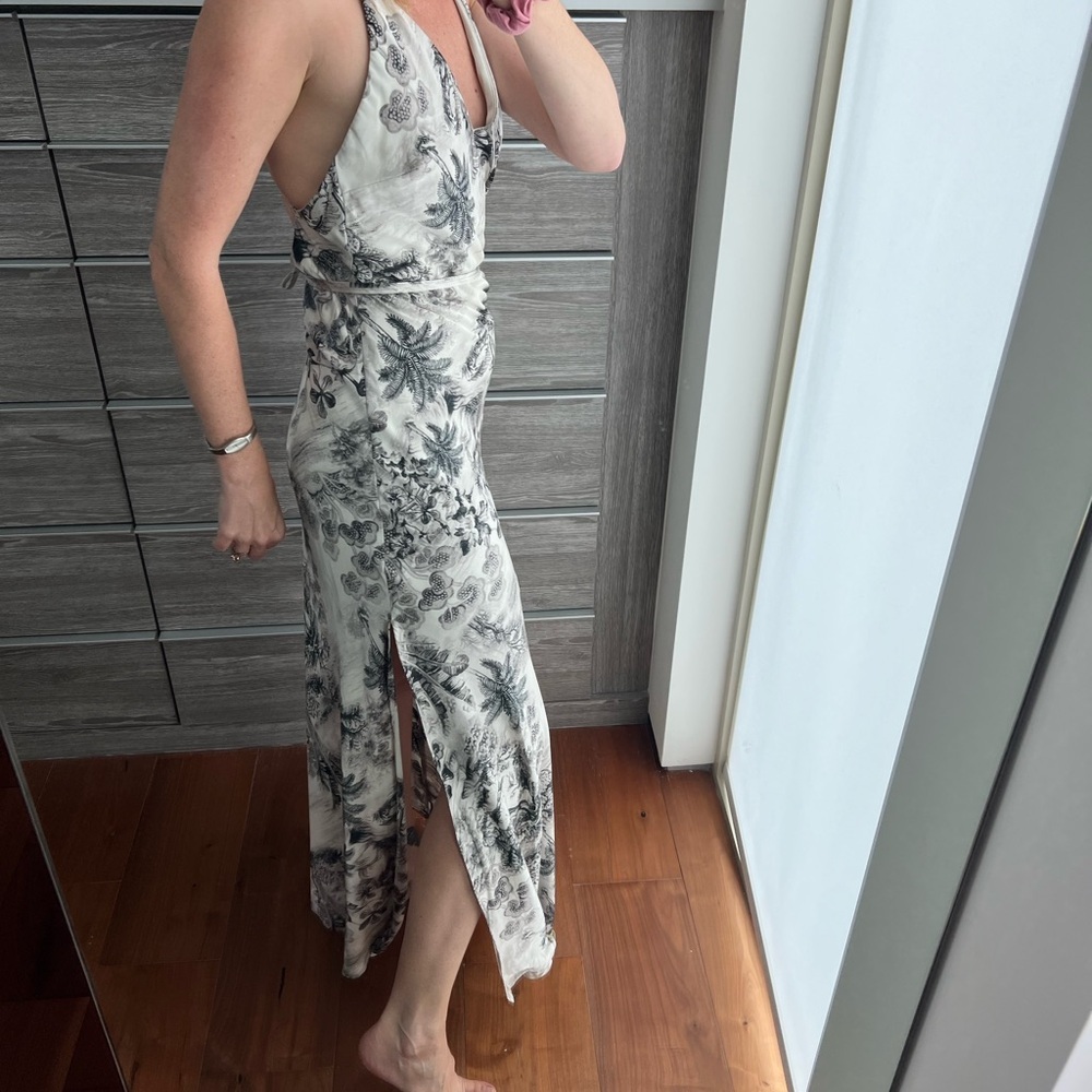 Black and White Sheath Maxi Dress with Spaghetti Straps - Picture 6 of 8